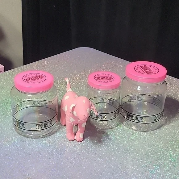 HTF RARE VS Vintage Pink Plastic Jars Organizers Diplay Prop
